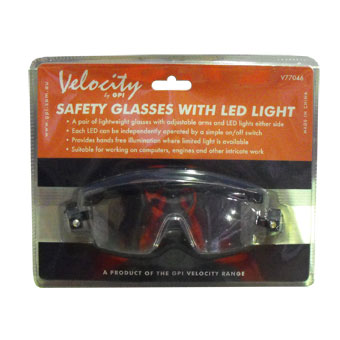 GPI VELCROSAFETY GLASSES W/LED LIGHT - V77046 